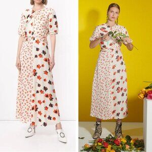 NEW Self-Portrait Mixed Floral Print Midi Dress Cottagecore Bohemian Whimsical